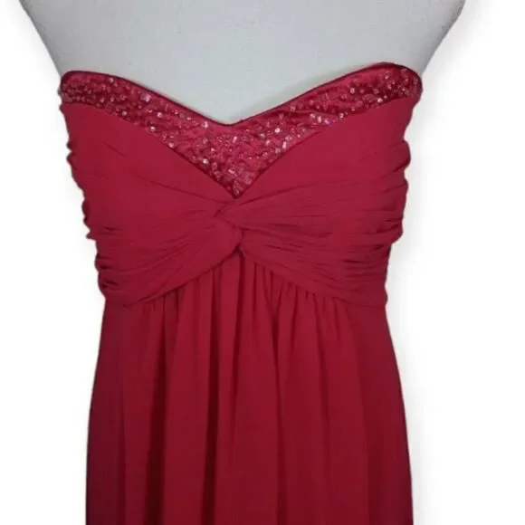 DAVID'S BRIDAL PINK STRAPLESS GOWN SZ.10 GOOD USED CONDITION - Picture 2 of 7